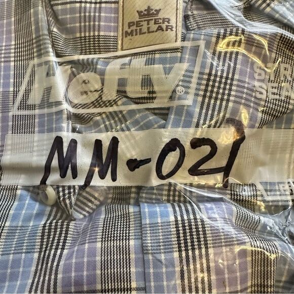 Peter Millar Blue/Purple/Black Plaid Long Sleeve Shirt in Size Medium - Picture 5 of 5